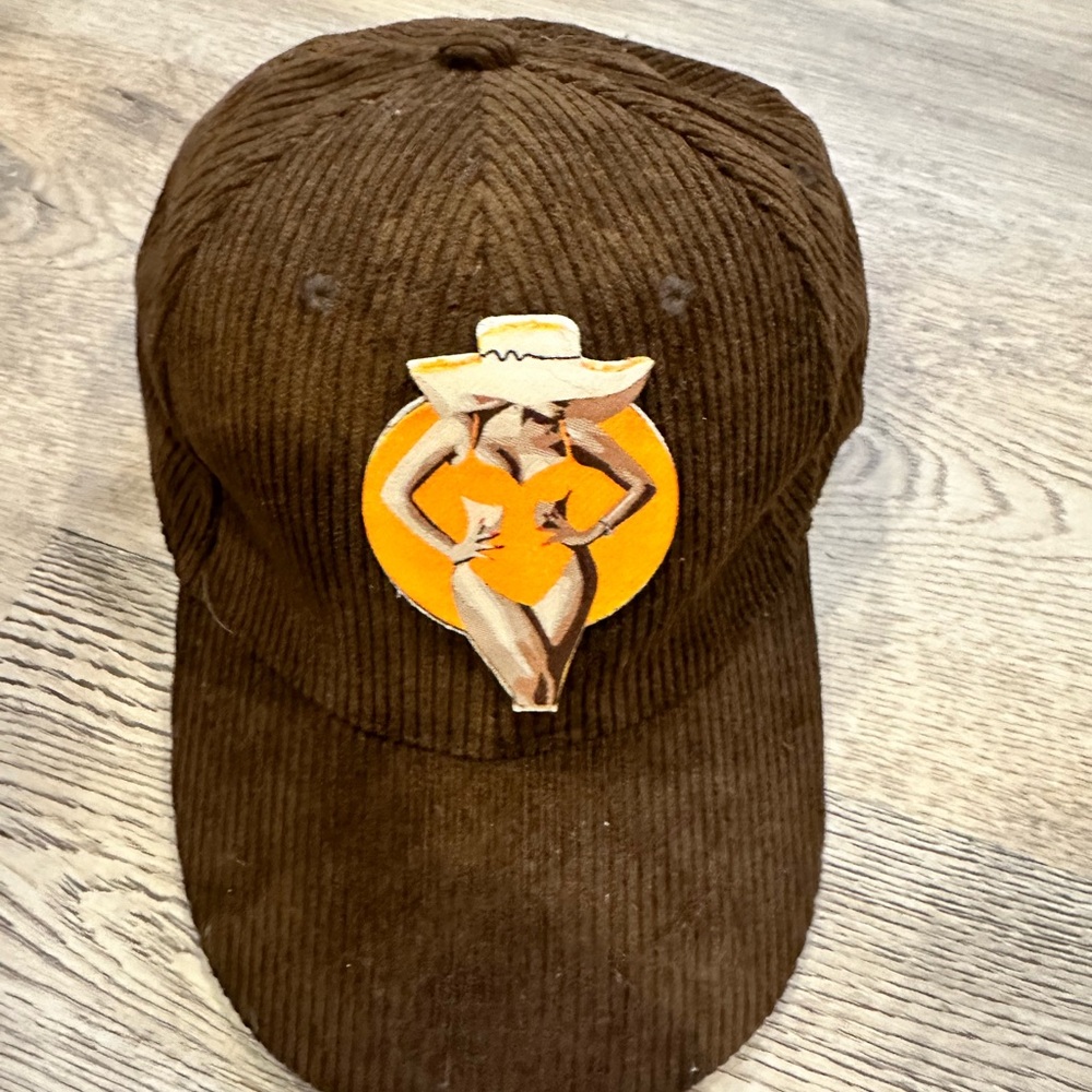 Brown Corduroy Hat with Stylish Patch